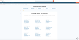 Flexjobs - Resumespice Flexjobs Page Showing 'top Remote Job Categories' with Rounded Category Pills (accounting & Finance, Administrative, Marketing, Writing, Computer & It) and a Multi-column List of Numerous Remote Job Categories Beneath.